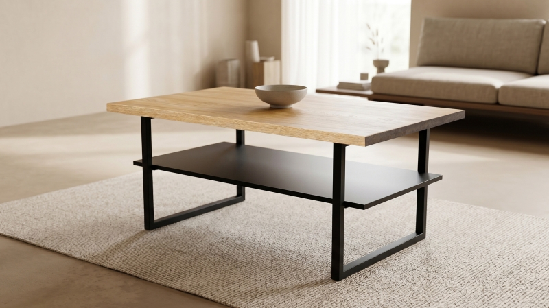 Couchtisch Eiche teilmassiv rechteckig 115 x 65 cm - BELLA
