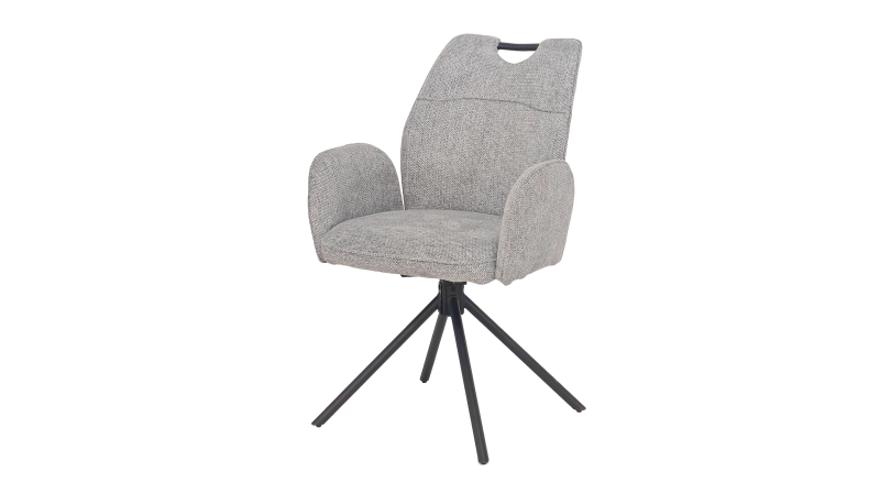 Armlehnstuhl hellgrau Drehstuhl - Webstoff Bezug - CARINA 