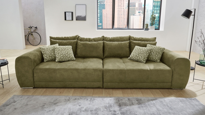 Big Sofa mit Federkern olivgrün 306 cm - MOLDAU