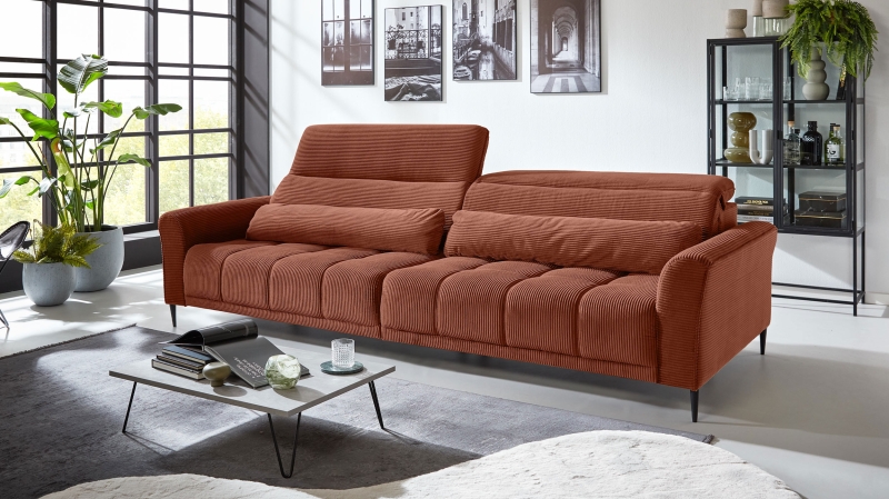Big Sofa Cord rost 280 cm - mit Nosagunterfederung - LOGAN